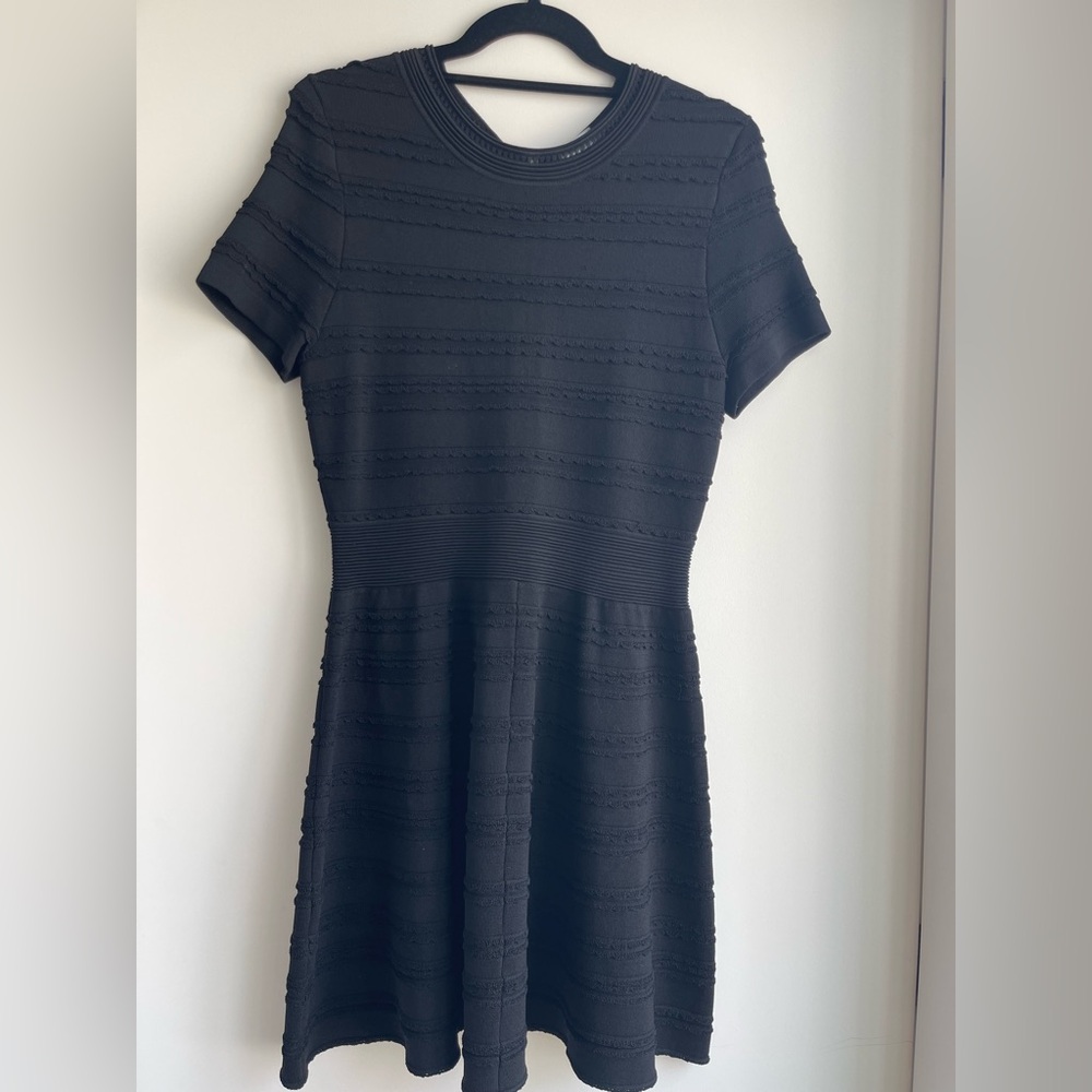 The Kooples Black fit and flare knit minidress size small